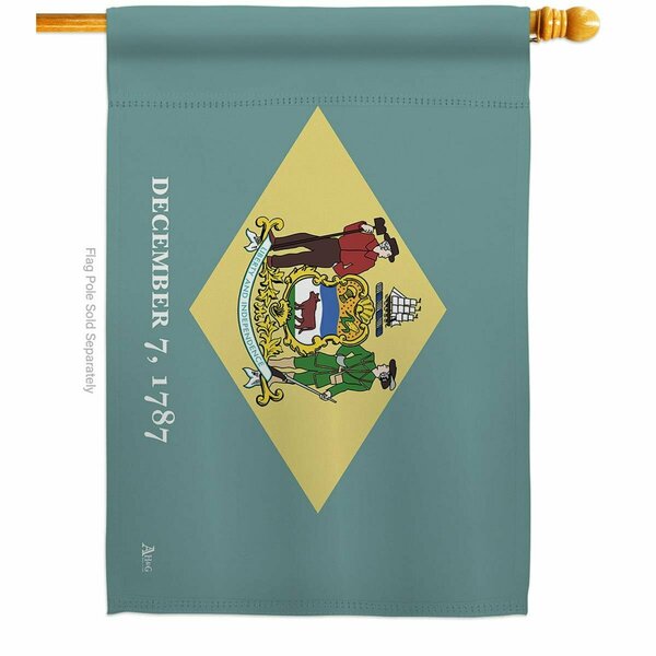Guarderia 28 x 40 in. Delaware American State House Flag with Double-Sided Horizontal  Banner Garden GU3912273